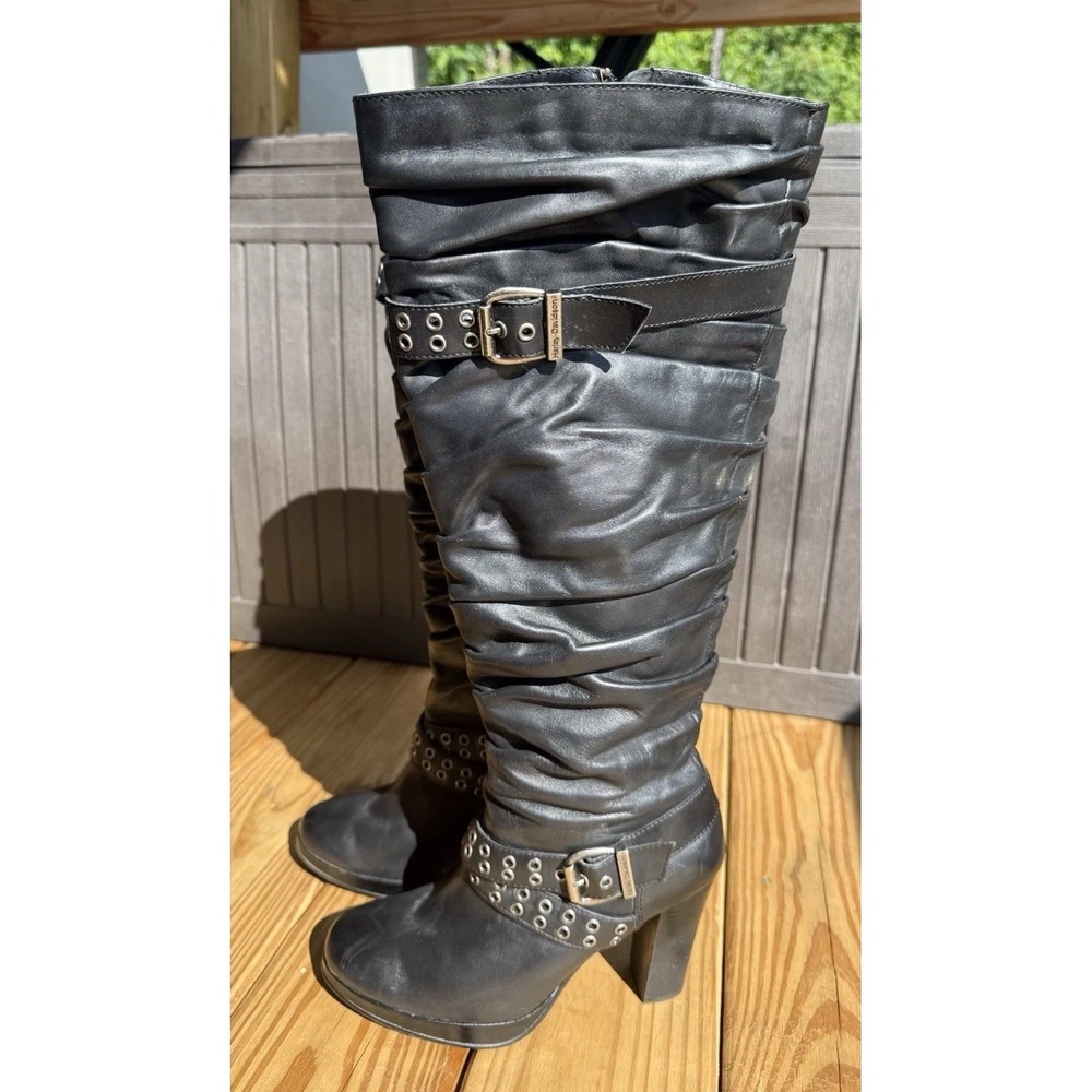 Vintage Y2K Harley Davidson Womens Over The Knee High Heel Chunky Boots Size 8.5
